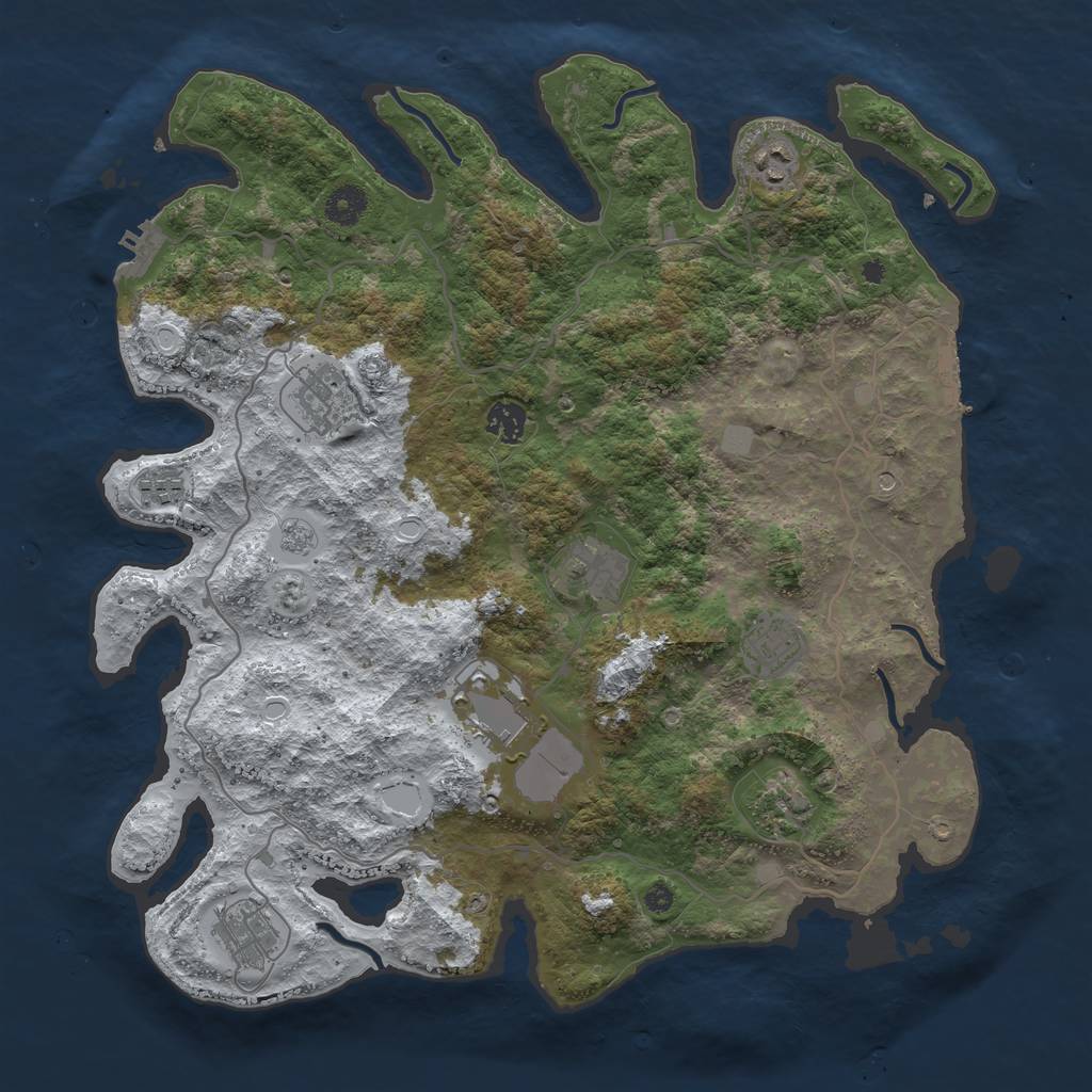 Rust Map: Procedural Map, Size: 4000, Seed: 1072013026, 18 Monuments