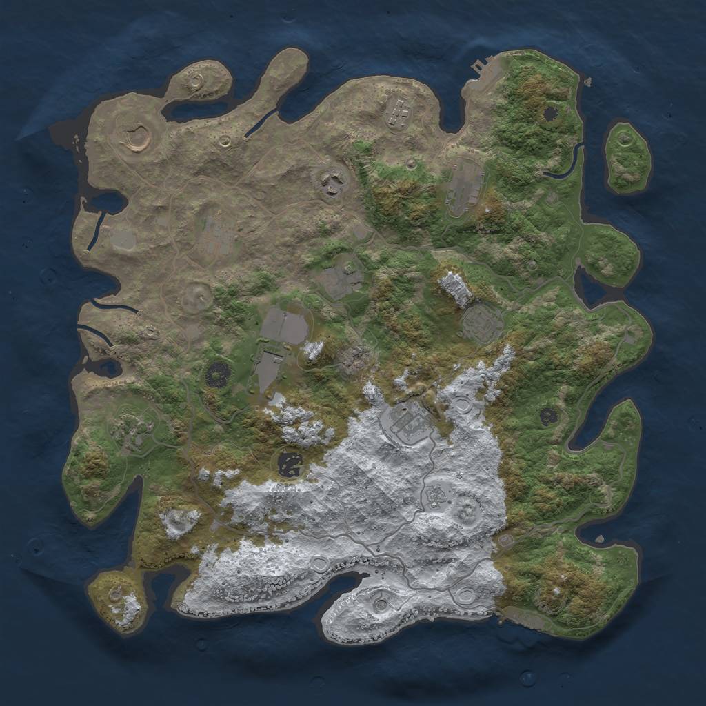 Rust Map: Procedural Map, Size: 4050, Seed: 2023843497, 20 Monuments