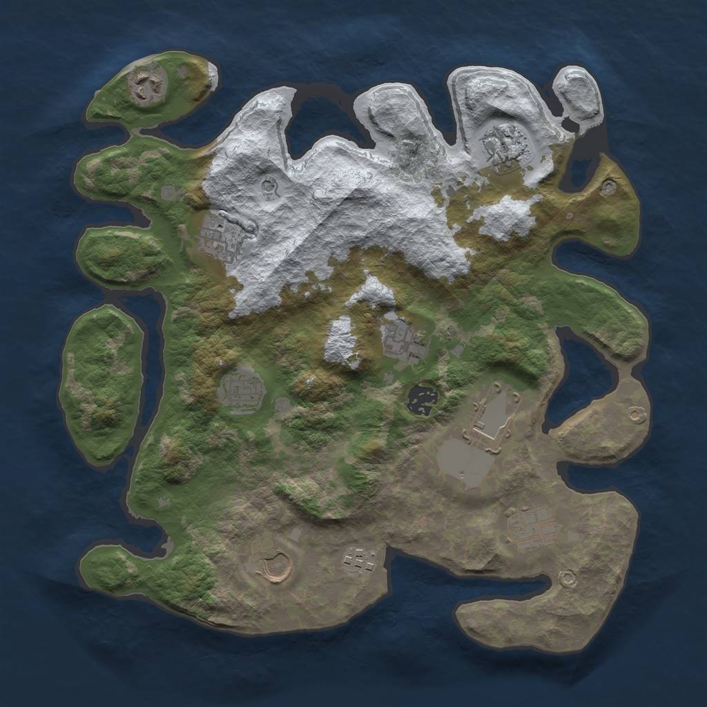 Rust Map: Barren, Size: 3500, Seed: 102100193, 13 Monuments
