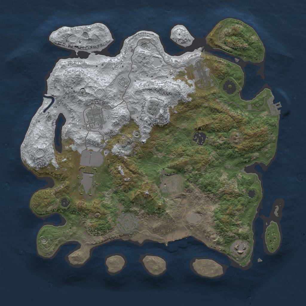 Rust Map: Procedural Map, Size: 3500, Seed: 28848, 17 Monuments