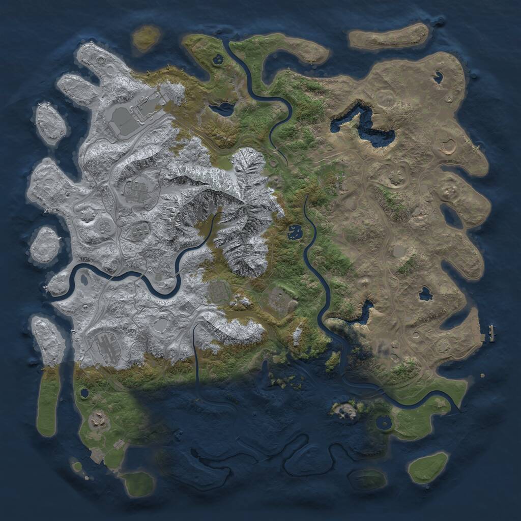 Rust Map: Procedural Map, Size: 5000, Seed: 174, 16 Monuments