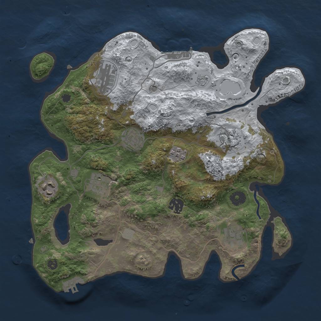 Rust Map: Procedural Map, Size: 3200, Seed: 2121, 17 Monuments