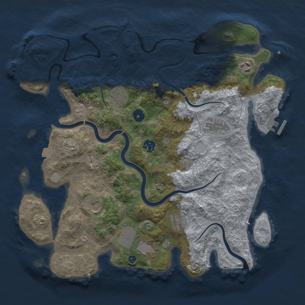 Rust Map: Procedural Map, Size: 3850, Seed: 196957542, 14 Monuments