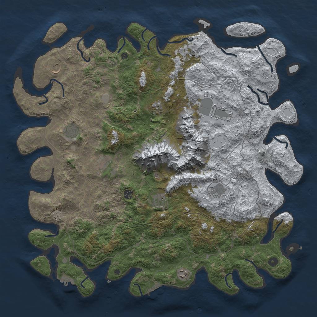 Rust Map: Procedural Map, Size: 5000, Seed: 4096, 19 Monuments