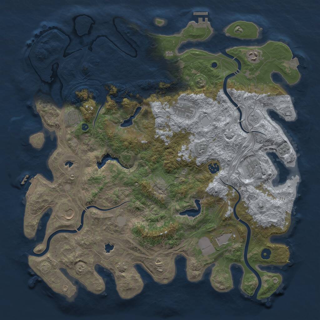 Rust Map: Procedural Map, Size: 4500, Seed: 538473772, 14 Monuments