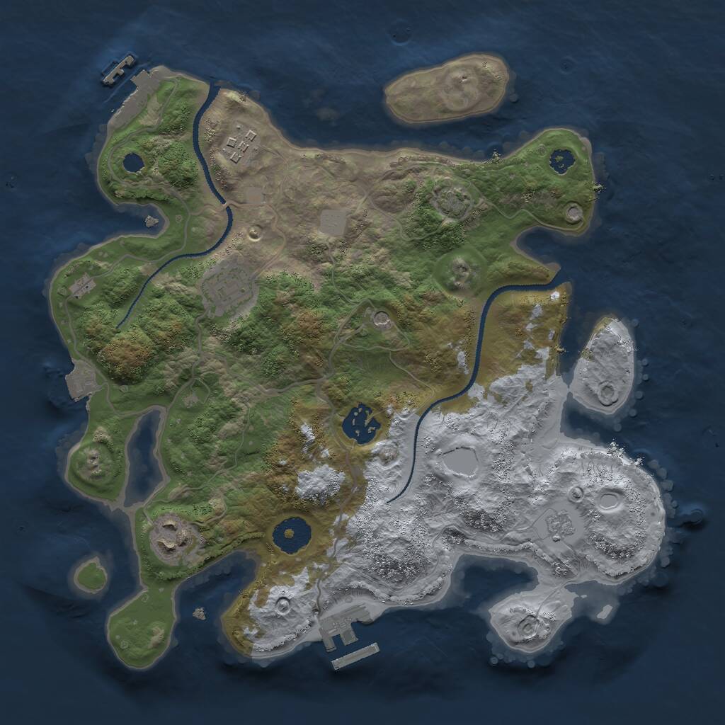 Rust Map: Procedural Map, Size: 3000, Seed: 121417, 10 Monuments