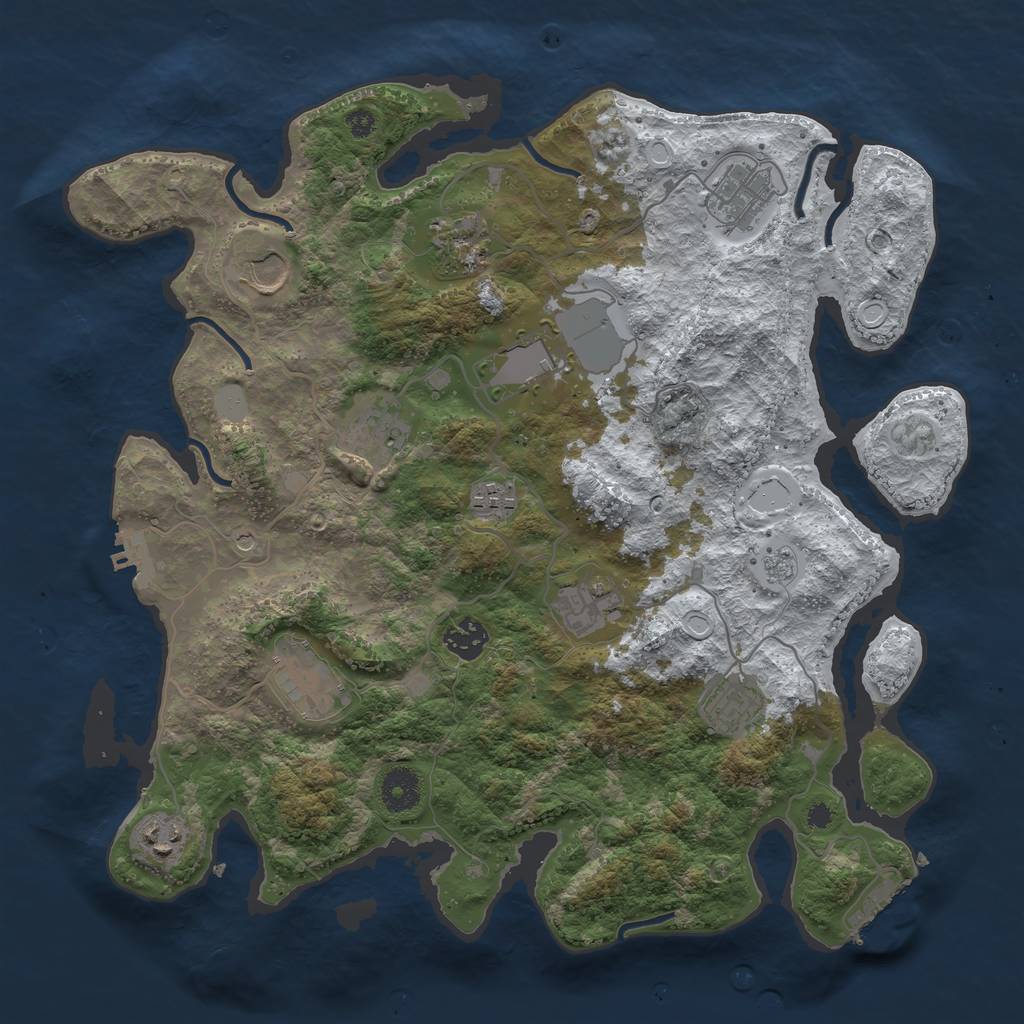 Rust Map: Procedural Map, Size: 3700, Seed: 1348274280, 20 Monuments