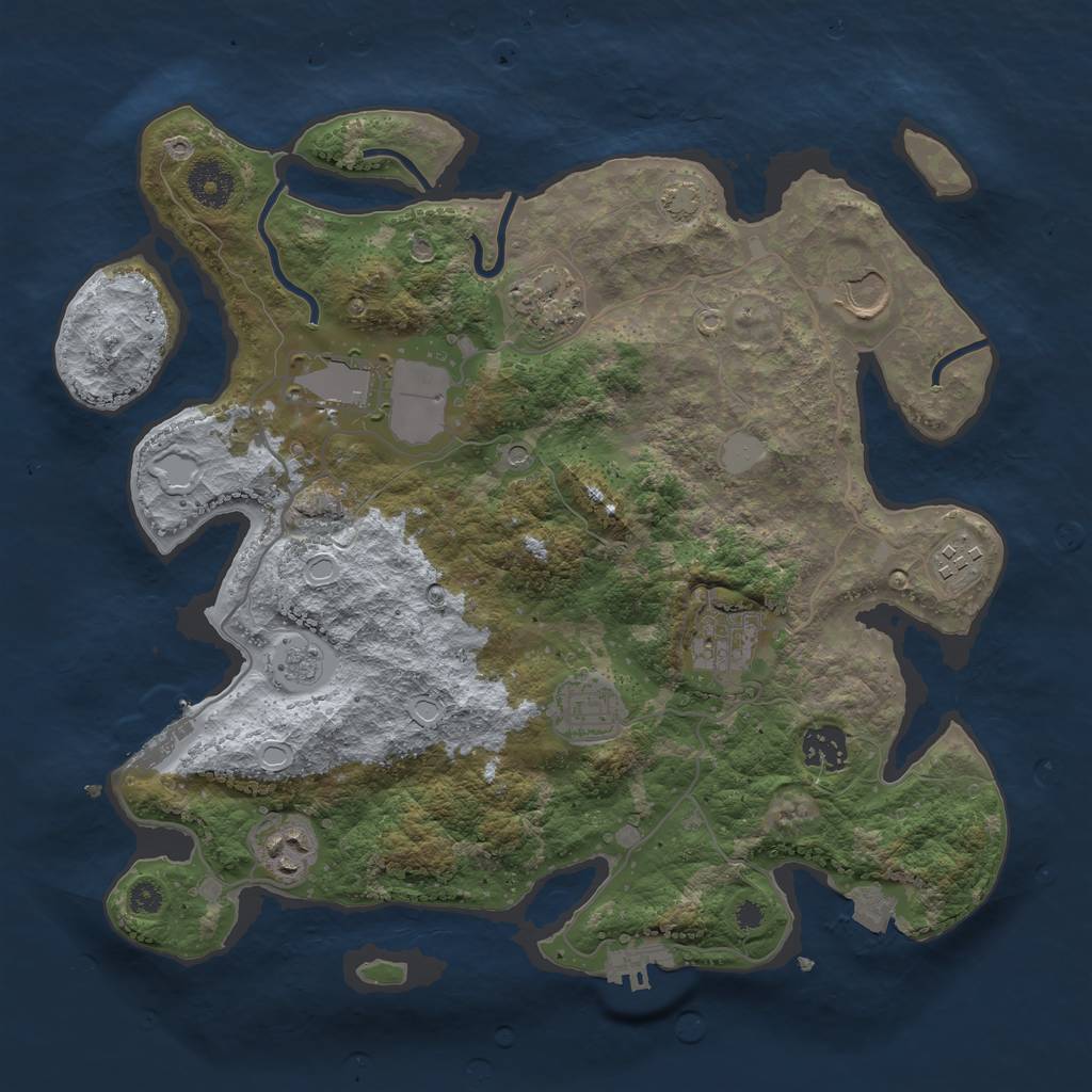 Rust Map: Procedural Map, Size: 3500, Seed: 490678151, 16 Monuments