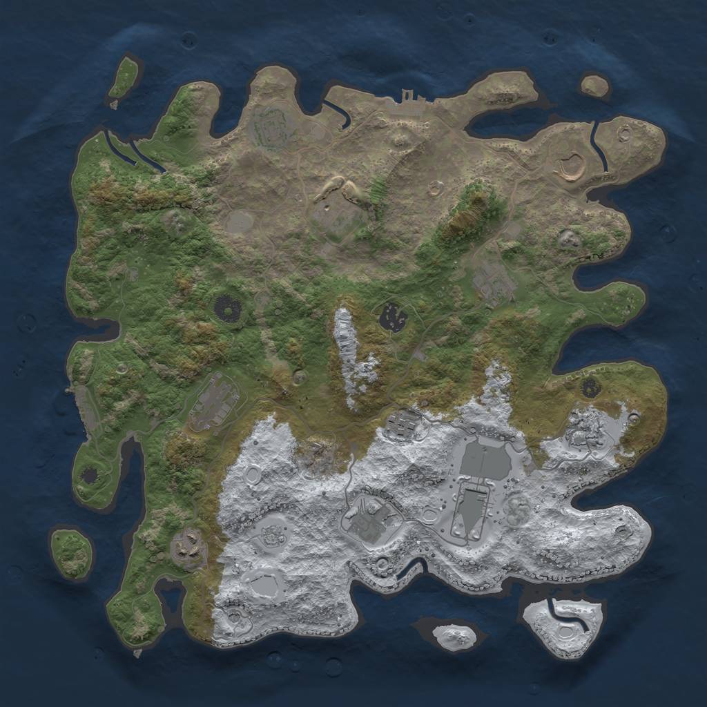 Rust Map: Procedural Map, Size: 3850, Seed: 1681877169, 20 Monuments