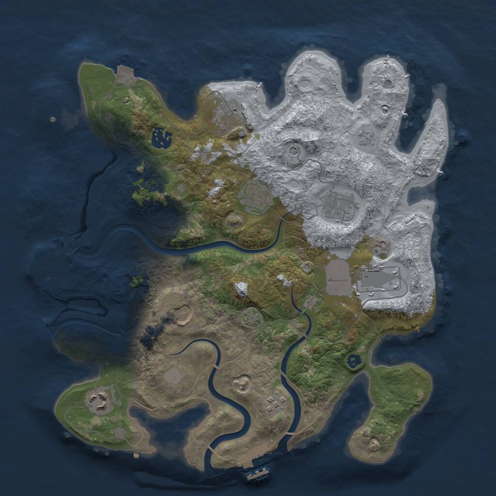 Rust Map: Procedural Map, Size: 3500, Seed: 2976850, 14 Monuments