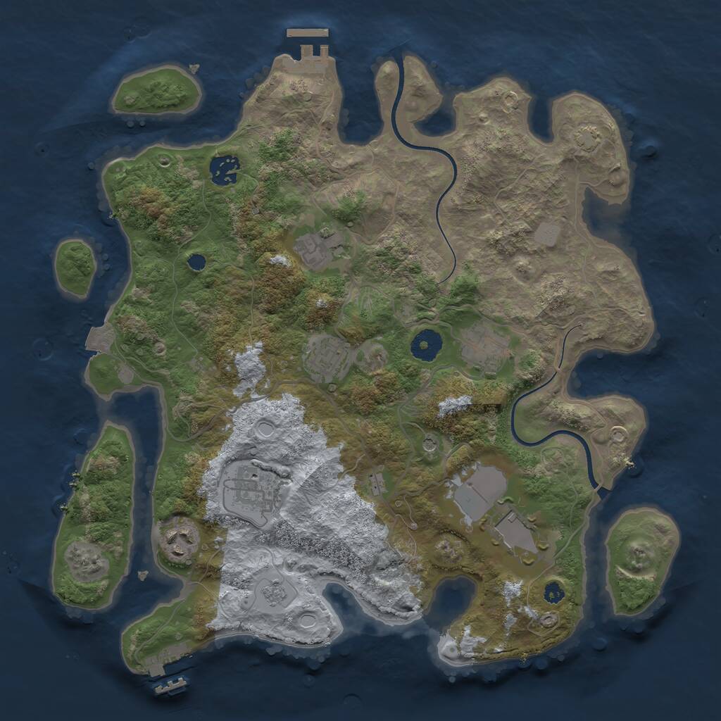 Rust Map: Procedural Map, Size: 3500, Seed: 2036225239, 13 Monuments