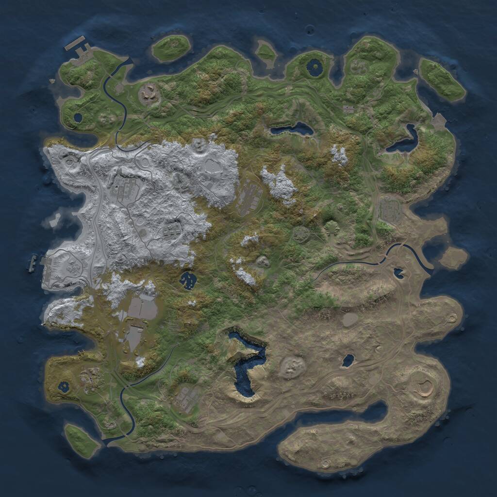 Rust Map: Procedural Map, Size: 4500, Seed: 737494805, 16 Monuments
