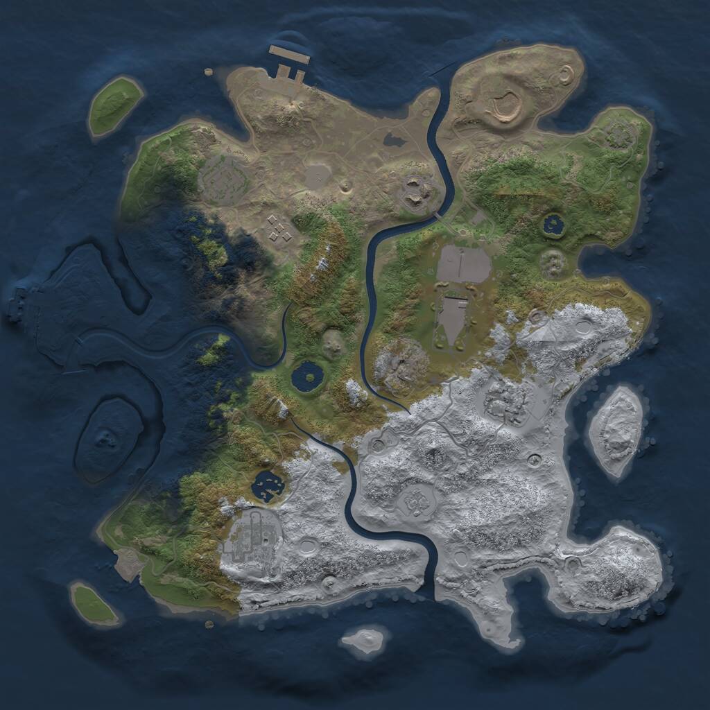 Rust Map: Procedural Map, Size: 3500, Seed: 83942989, 14 Monuments