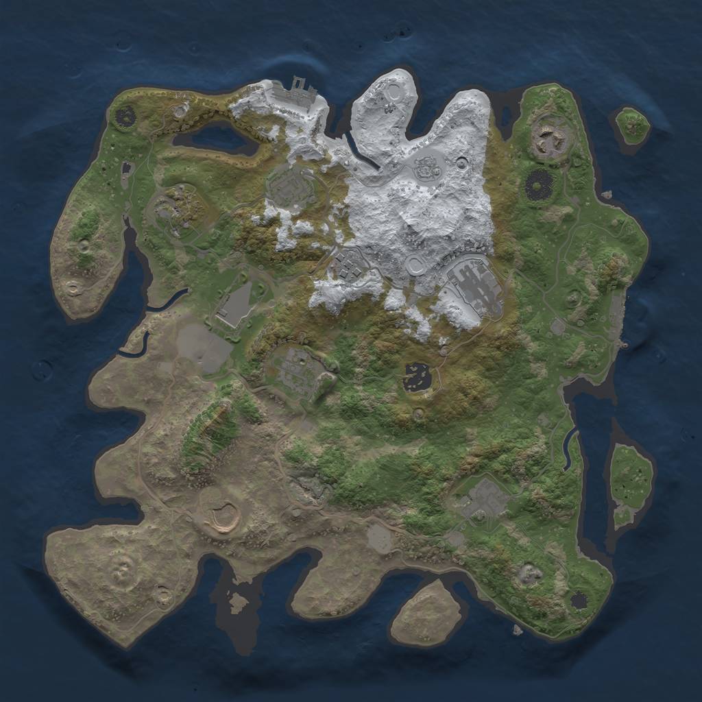 Rust Map: Procedural Map, Size: 3500, Seed: 887077149, 18 Monuments