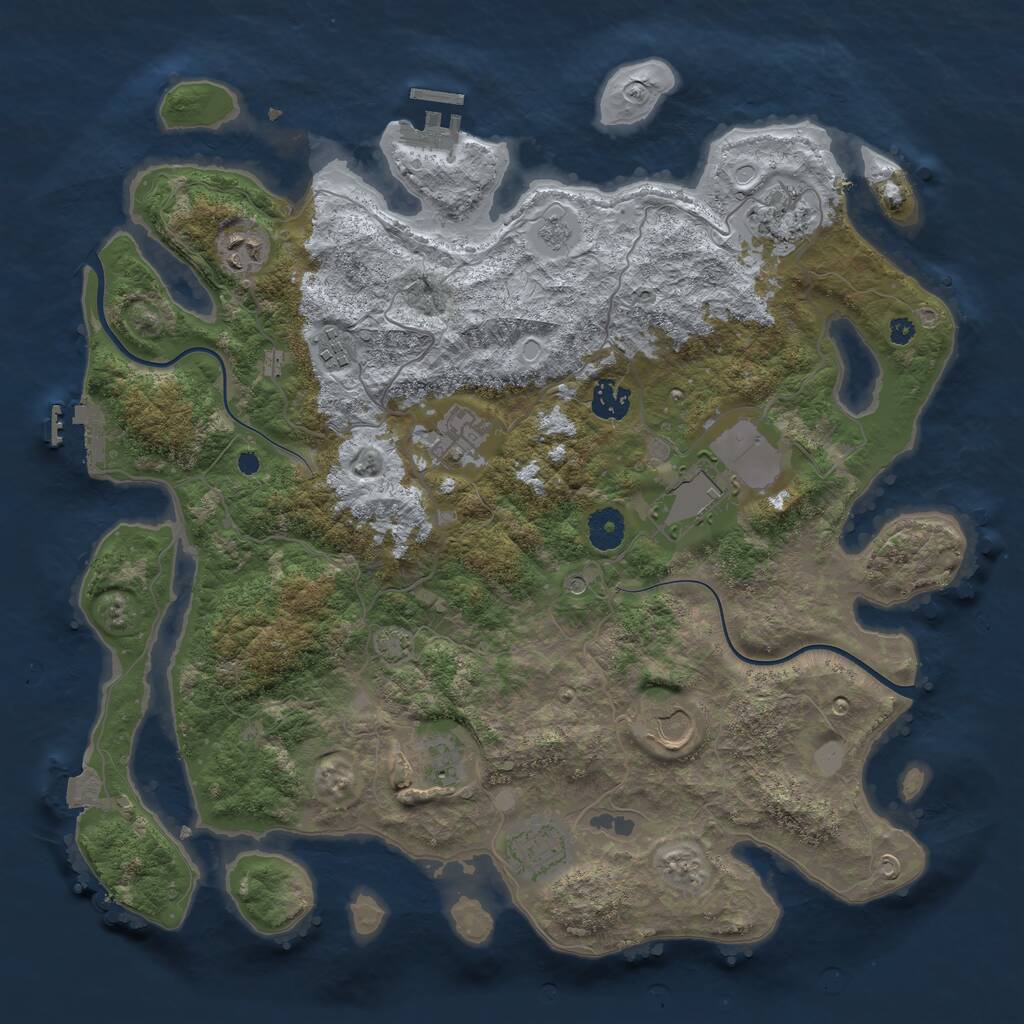 Rust Map: Procedural Map, Size: 3850, Seed: 1353674609, 15 Monuments