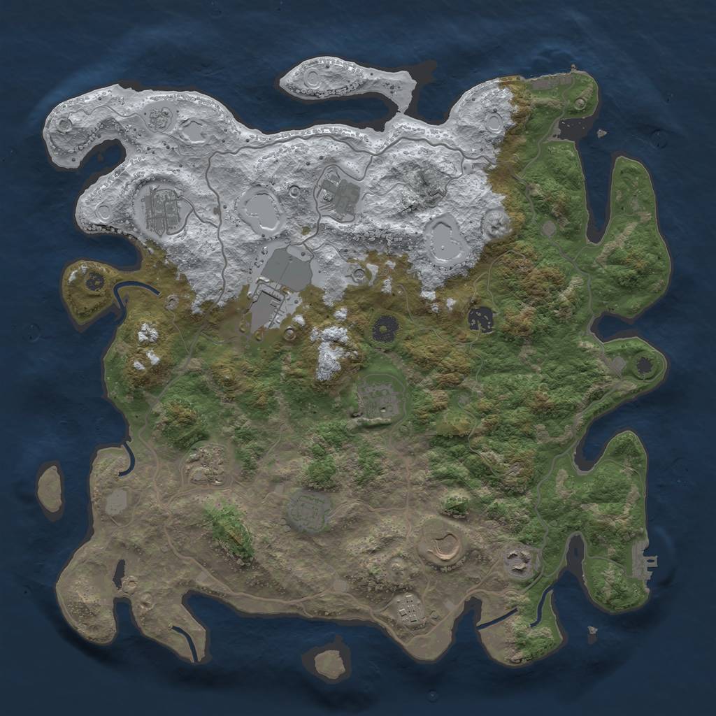 Rust Map: Procedural Map, Size: 4000, Seed: 124741073, 19 Monuments