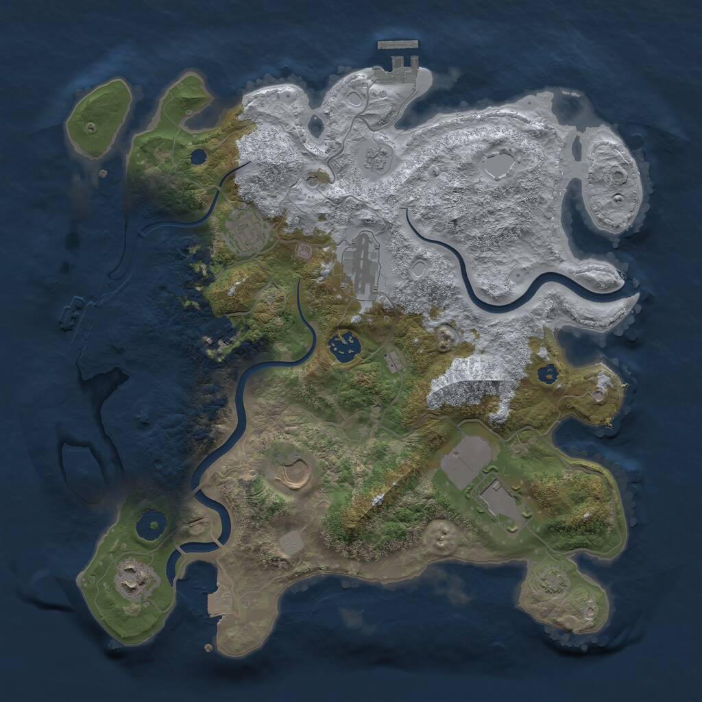 Rust Map: Procedural Map, Size: 3500, Seed: 489954868, 13 Monuments