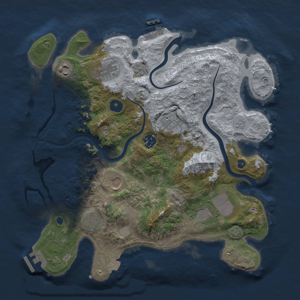 Rust Map: Procedural Map, Size: 3500, Seed: 489954868, 14 Monuments