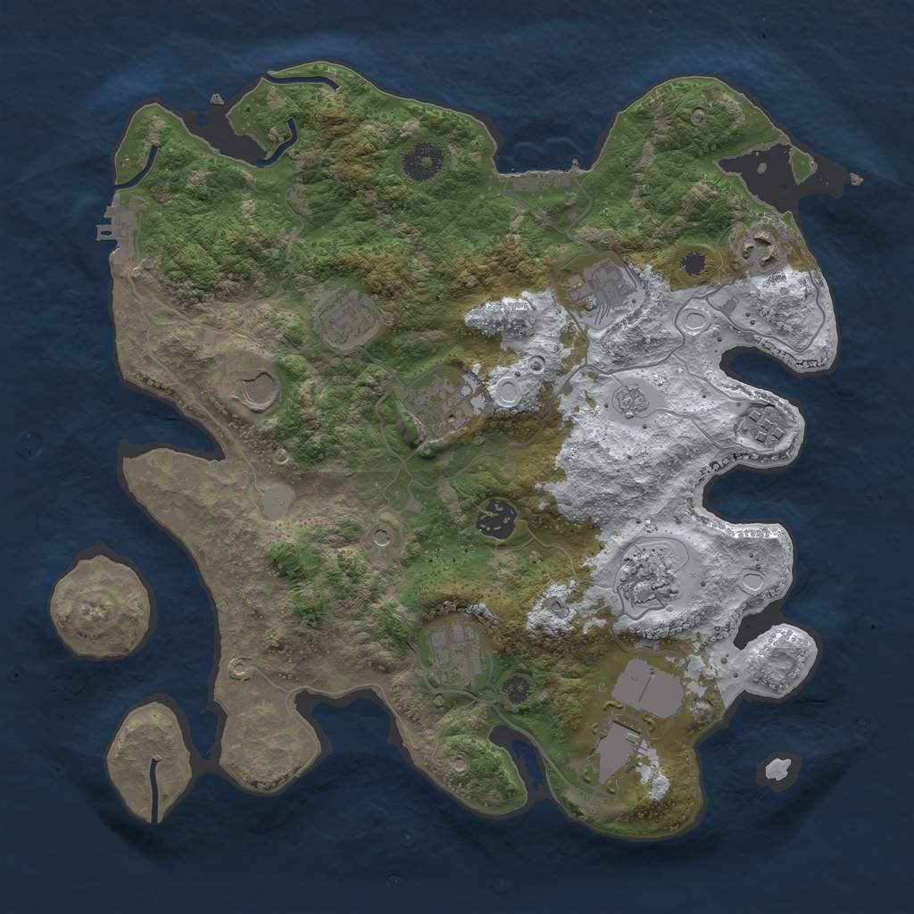 Rust Map: Procedural Map, Size: 3500, Seed: 1586240341, 19 Monuments