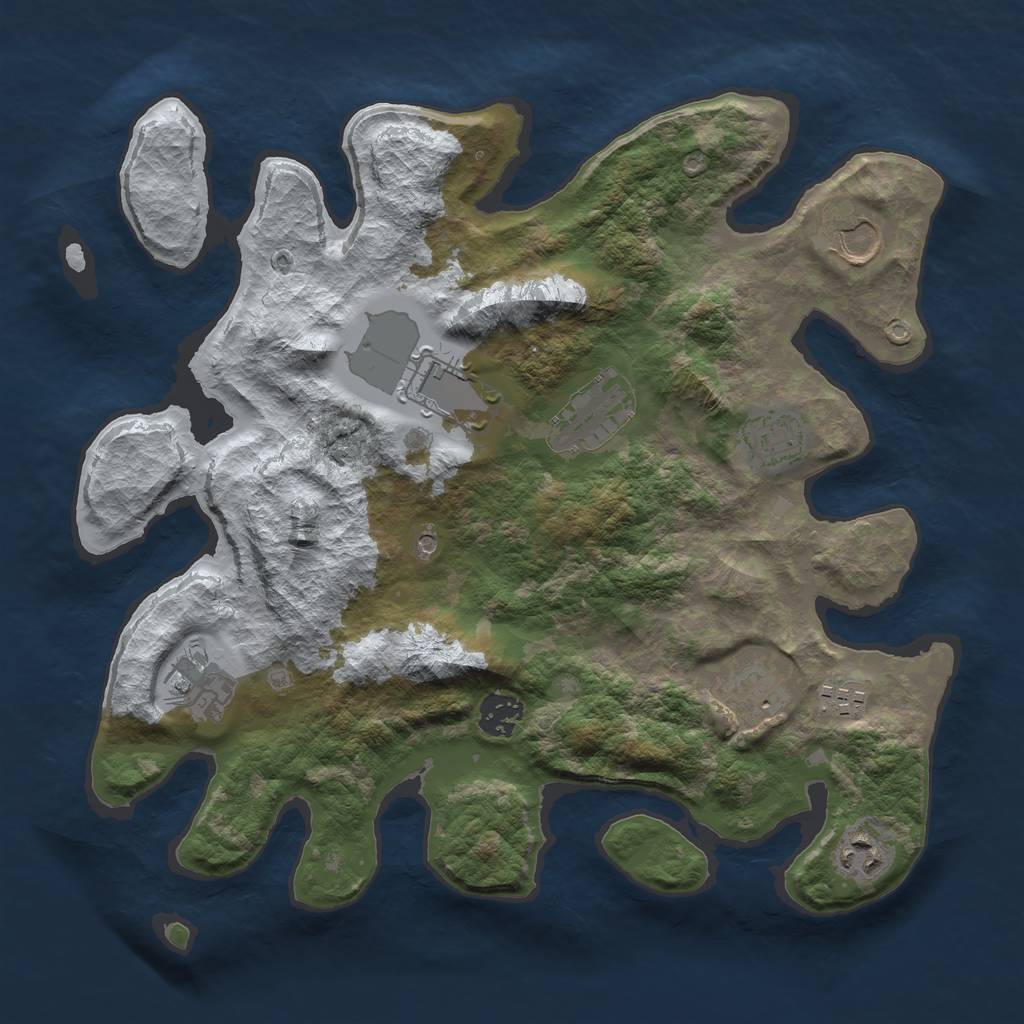 Rust Map: Barren, Size: 3500, Seed: 2097587068, 12 Monuments