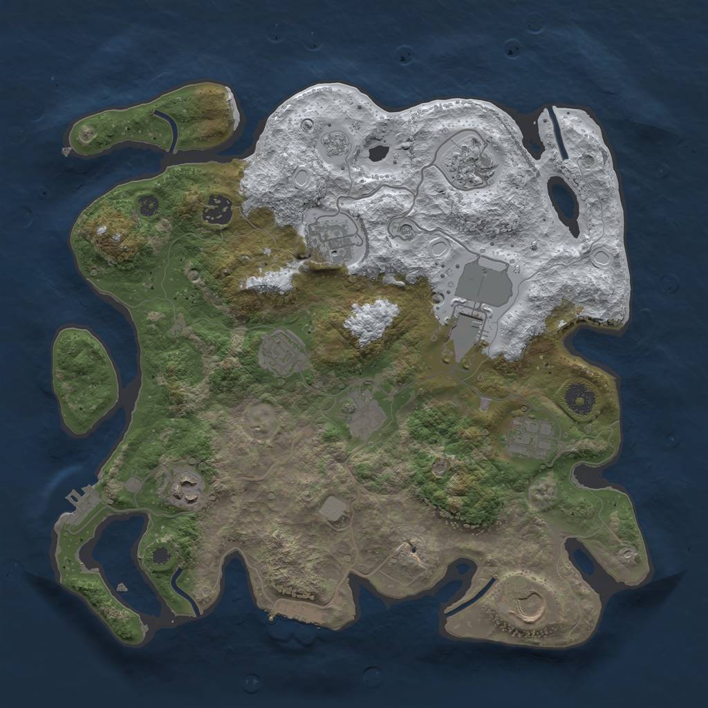 Rust Map: Procedural Map, Size: 3500, Seed: 1304436609, 18 Monuments