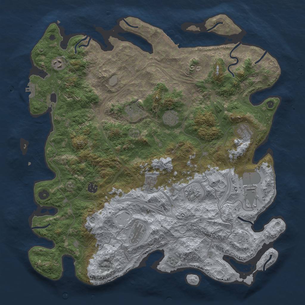 Rust Map: Procedural Map, Size: 4500, Seed: 75235, 19 Monuments
