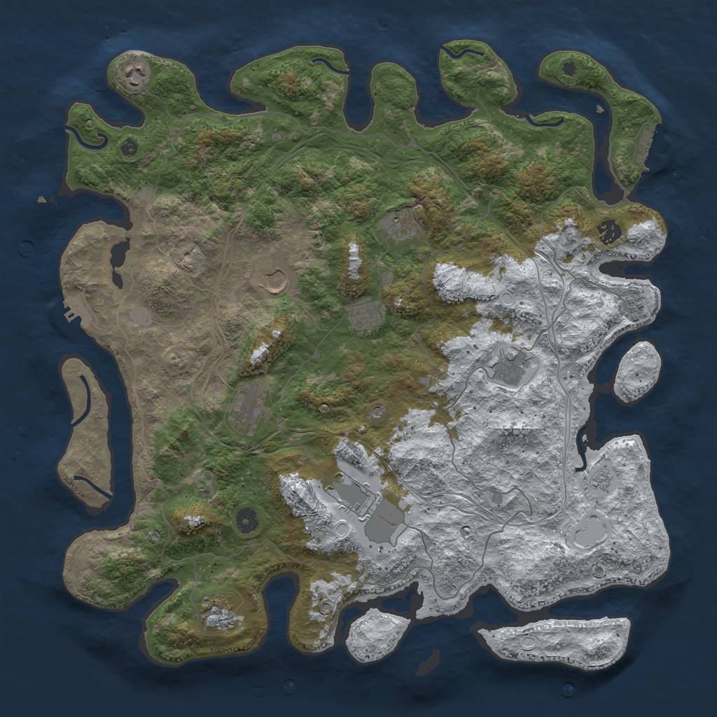 Rust Map: Procedural Map, Size: 4500, Seed: 650838505, 19 Monuments