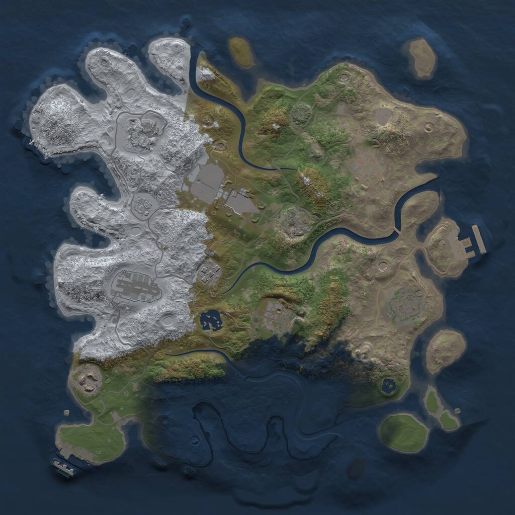 Rust Map: Procedural Map, Size: 3500, Seed: 14575262, 15 Monuments