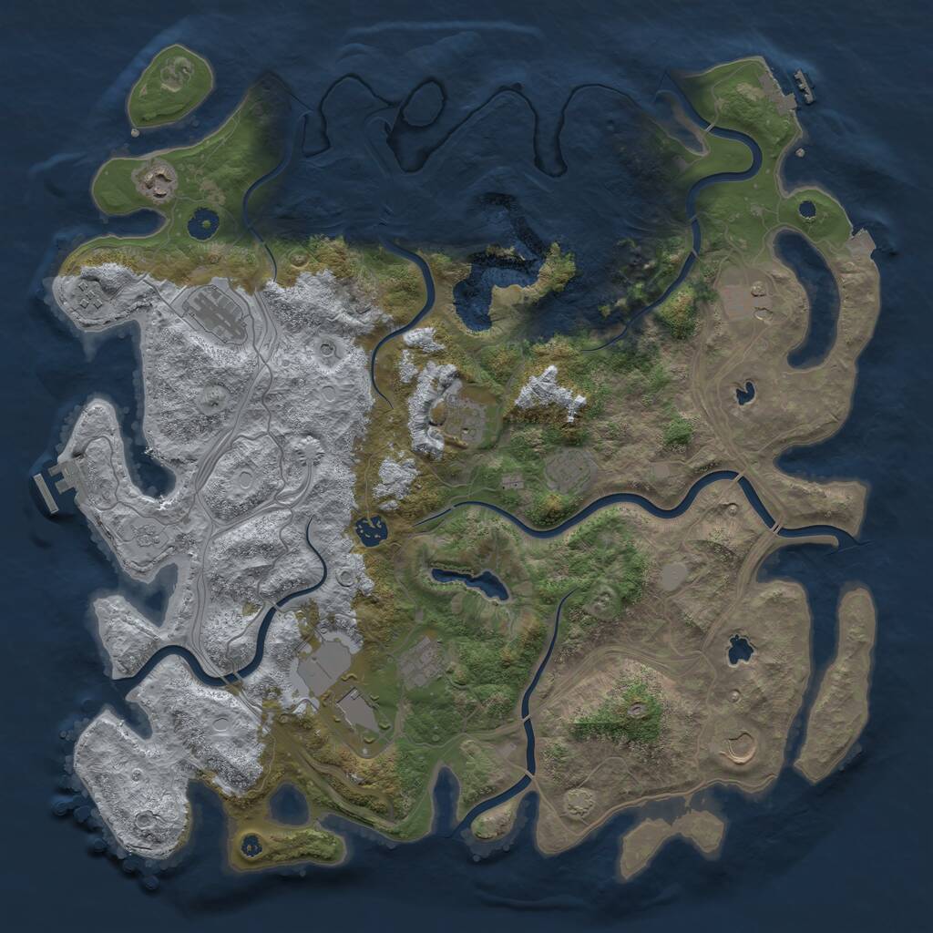 Rust Map: Procedural Map, Size: 4500, Seed: 449173107, 16 Monuments