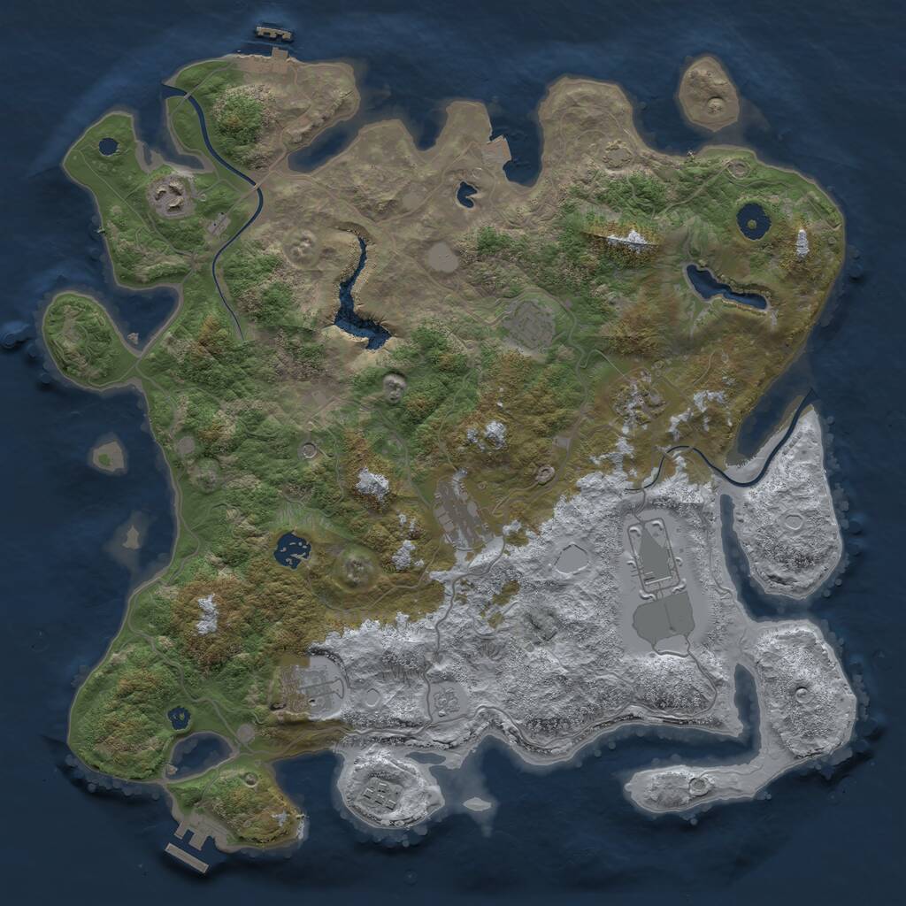 Rust Map: Procedural Map, Size: 4000, Seed: 904456231, 14 Monuments