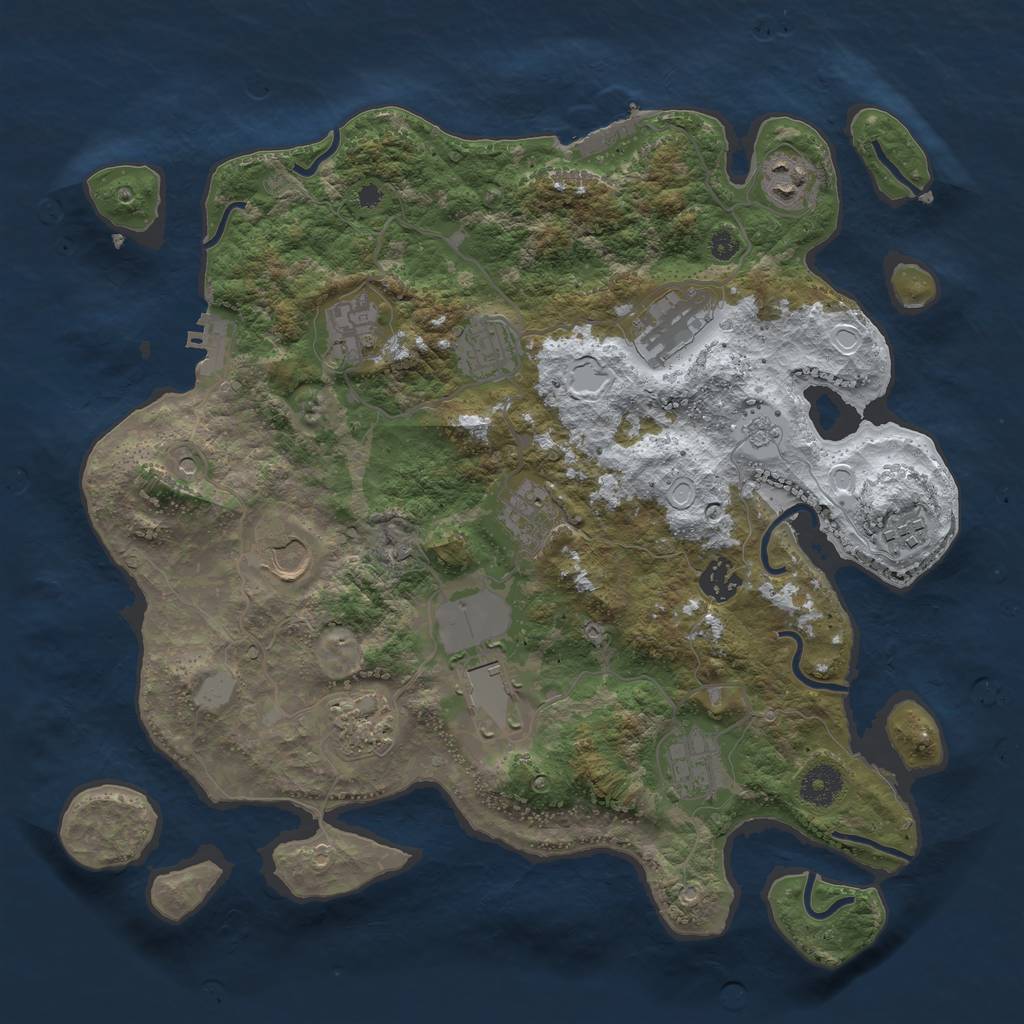 Rust Map: Procedural Map, Size: 3700, Seed: 274676112, 20 Monuments