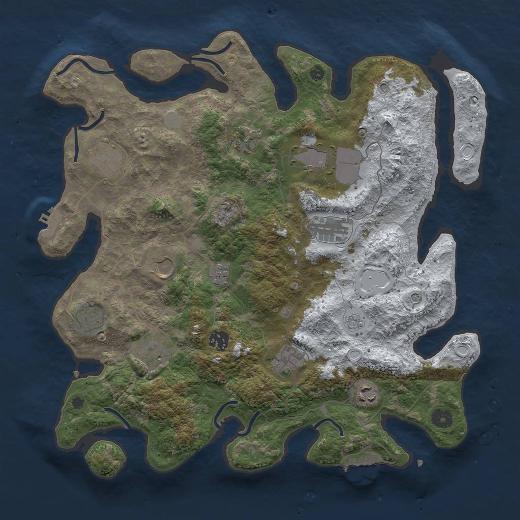 Rust Map: Procedural Map, Size: 3800, Seed: 248637107, 20 Monuments