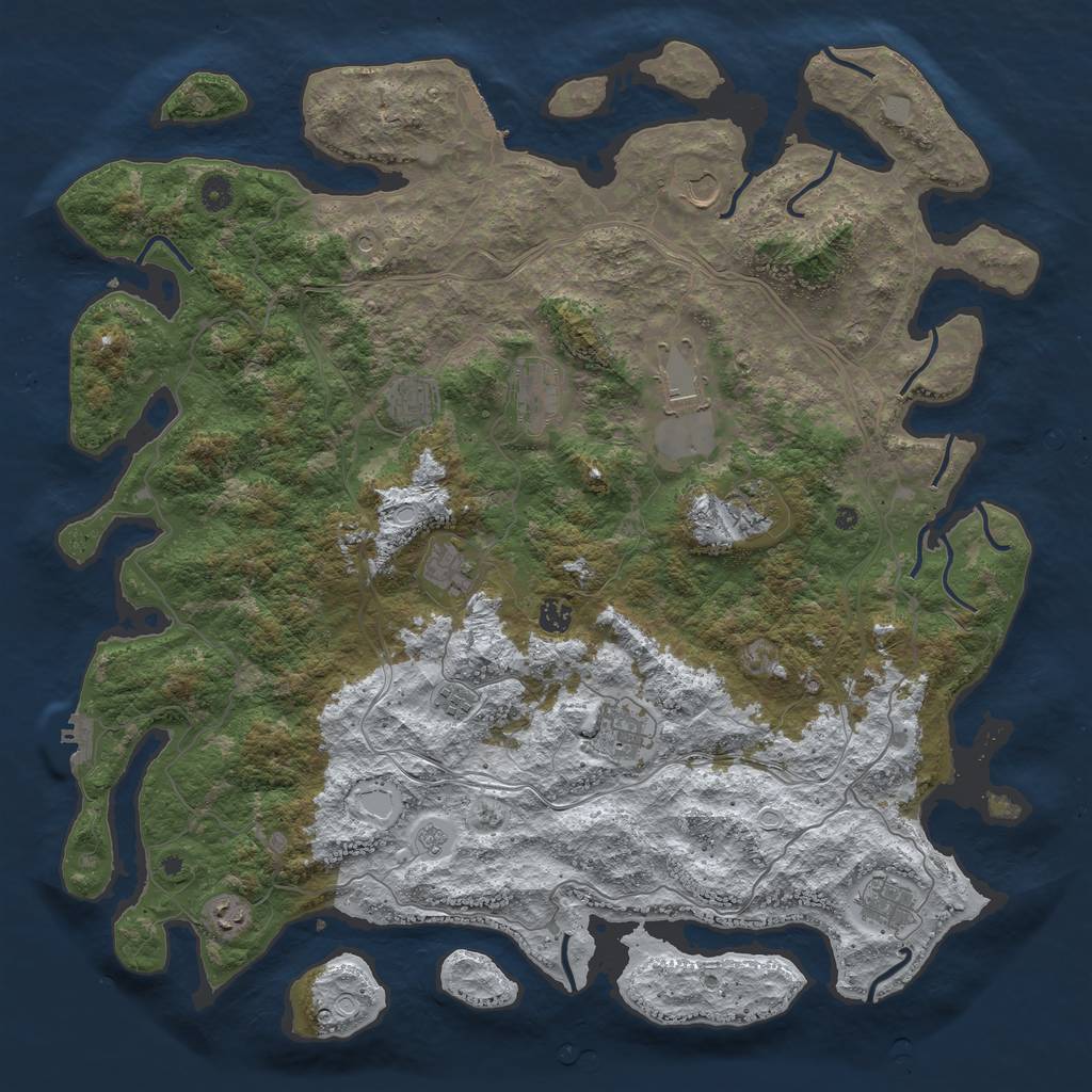 Rust Map: Procedural Map, Size: 4800, Seed: 1423190776, 20 Monuments