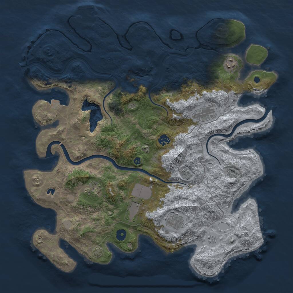 Rust Map: Procedural Map, Size: 4000, Seed: 895324283, 12 Monuments