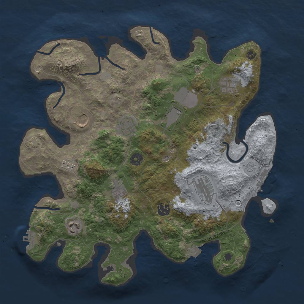 Rust Map: Procedural Map, Size: 3500, Seed: 2131502304, 17 Monuments