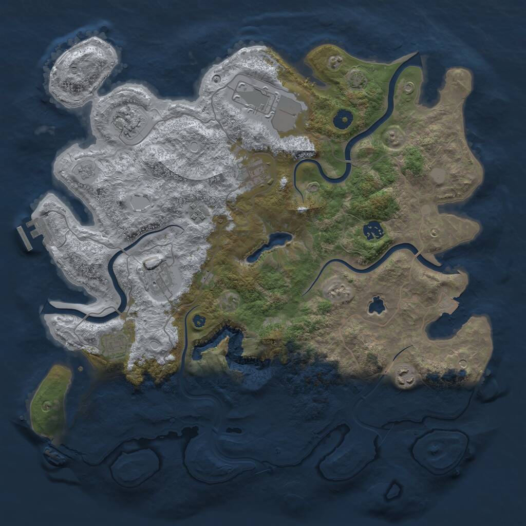 Rust Map: Procedural Map, Size: 4050, Seed: 409592051, 14 Monuments