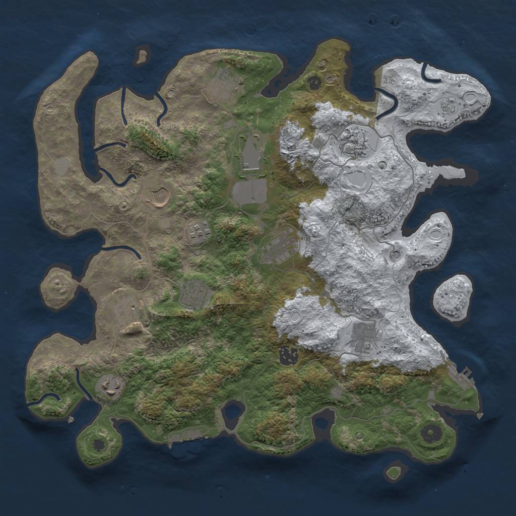 Rust Map: Procedural Map, Size: 3850, Seed: 1965217142, 20 Monuments