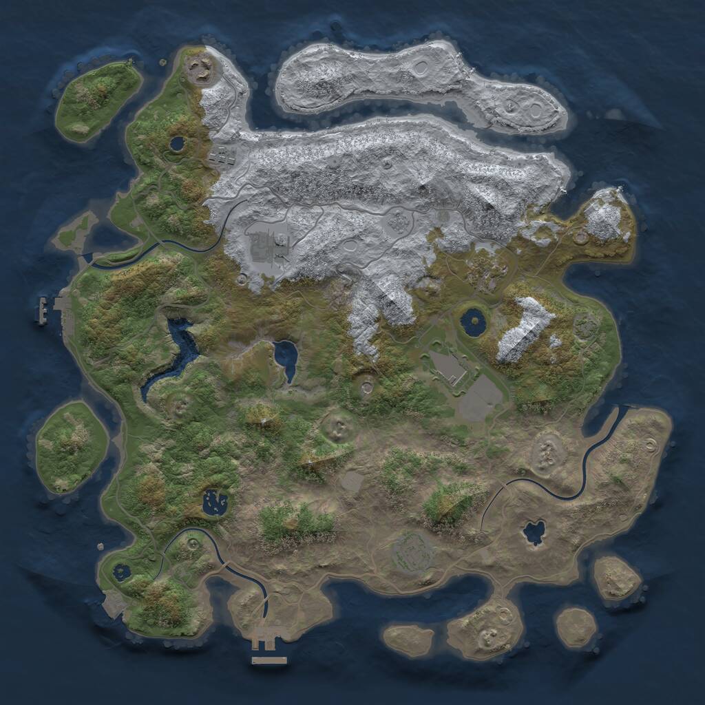Rust Map: Procedural Map, Size: 4050, Seed: 1674806754, 13 Monuments