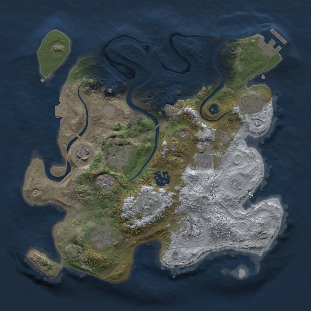 Rust Map: Procedural Map, Size: 3000, Seed: 500397349, 13 Monuments