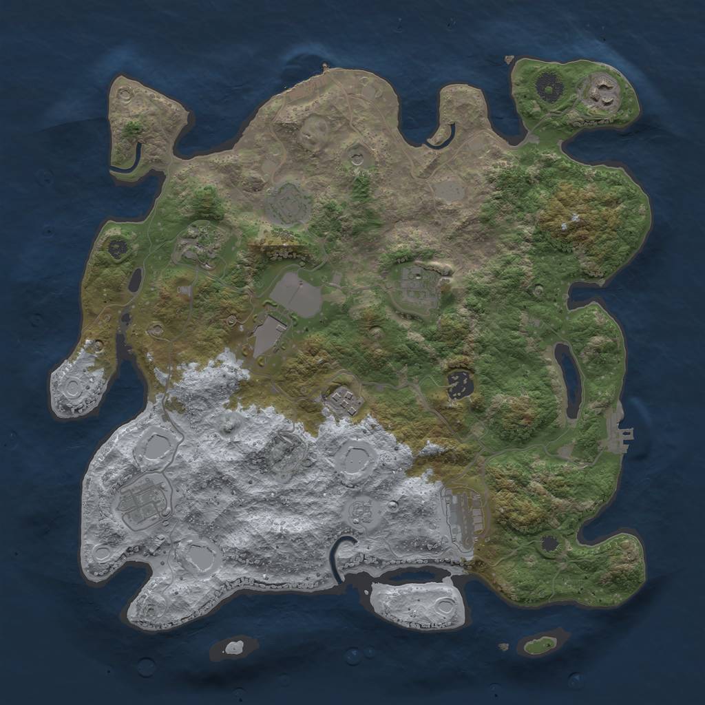 Rust Map: Procedural Map, Size: 3750, Seed: 450825792, 18 Monuments