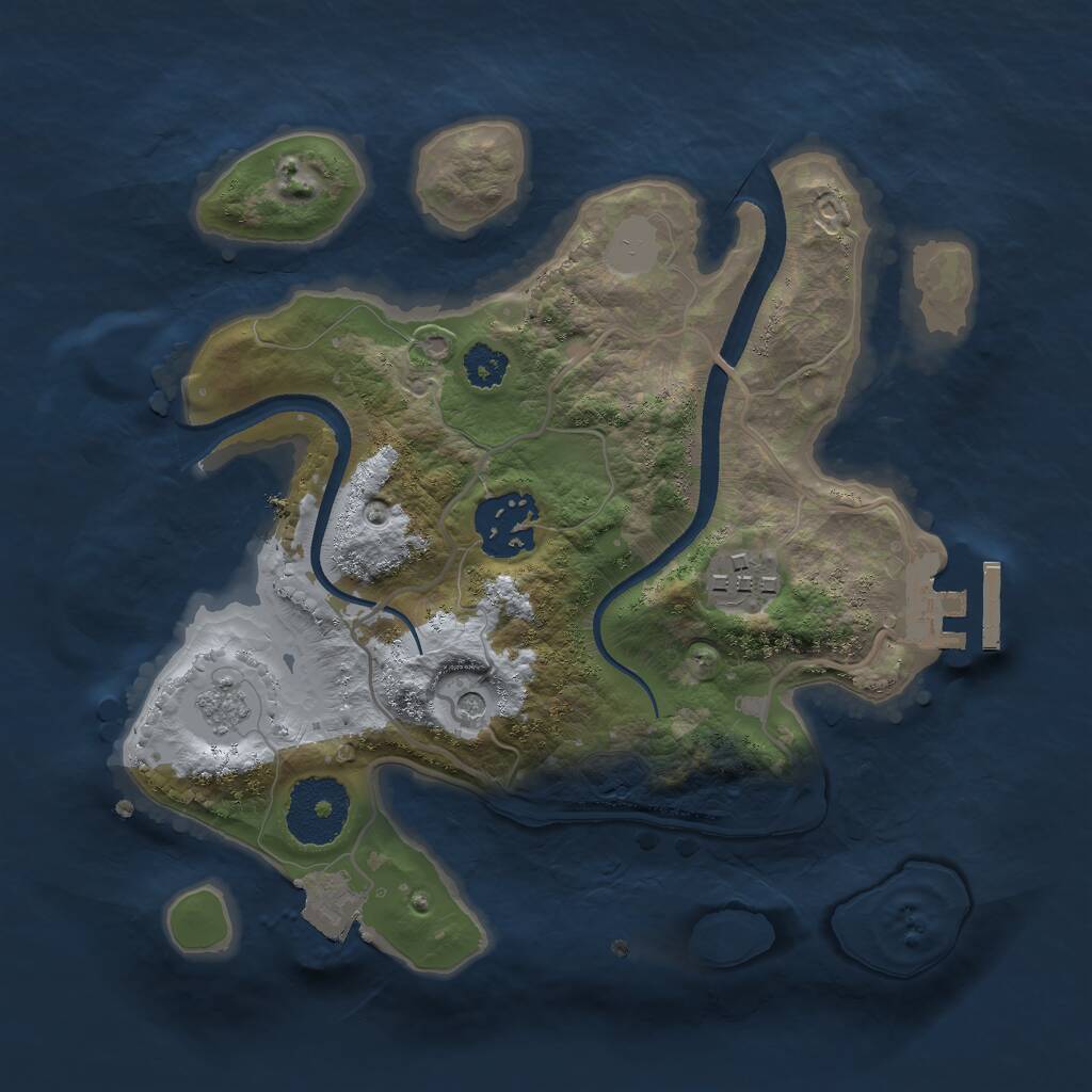 Rust Map: Procedural Map, Size: 2500, Seed: 1090790726, 6 Monuments