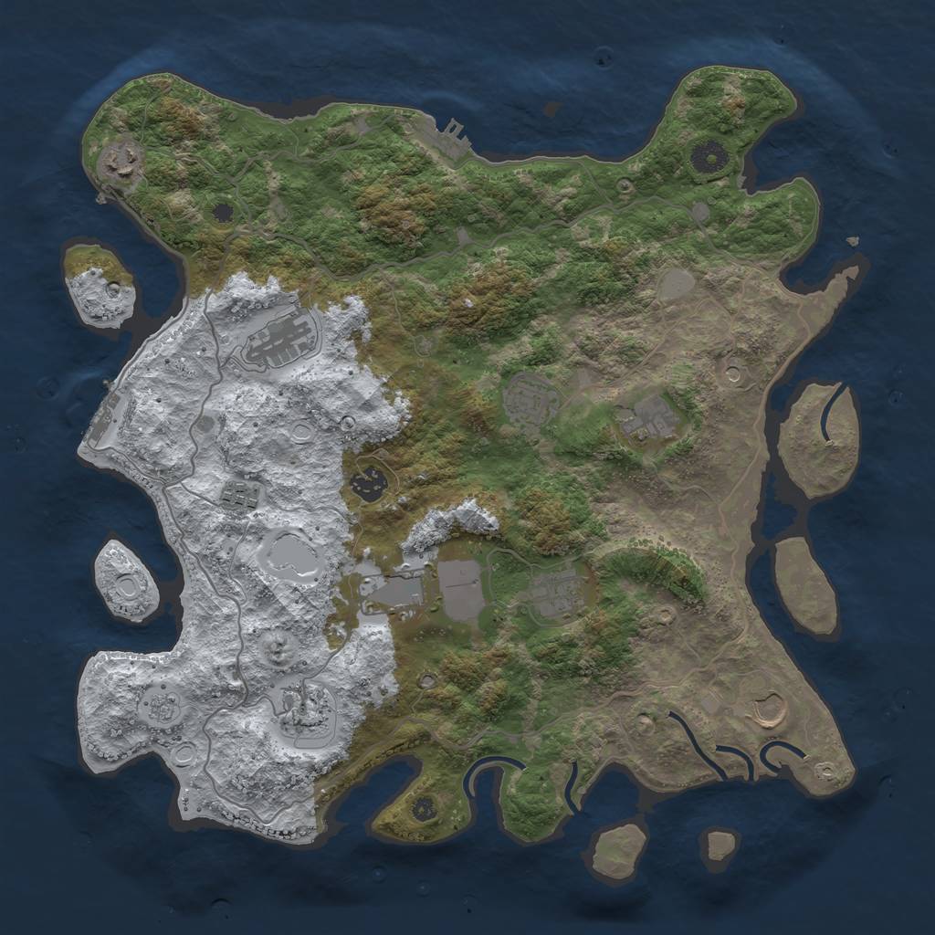 Rust Map: Procedural Map, Size: 4000, Seed: 964112355, 19 Monuments
