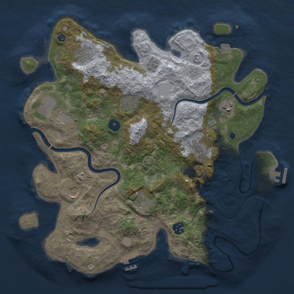 Rust Map: Procedural Map, Size: 3750, Seed: 727071872, 15 Monuments