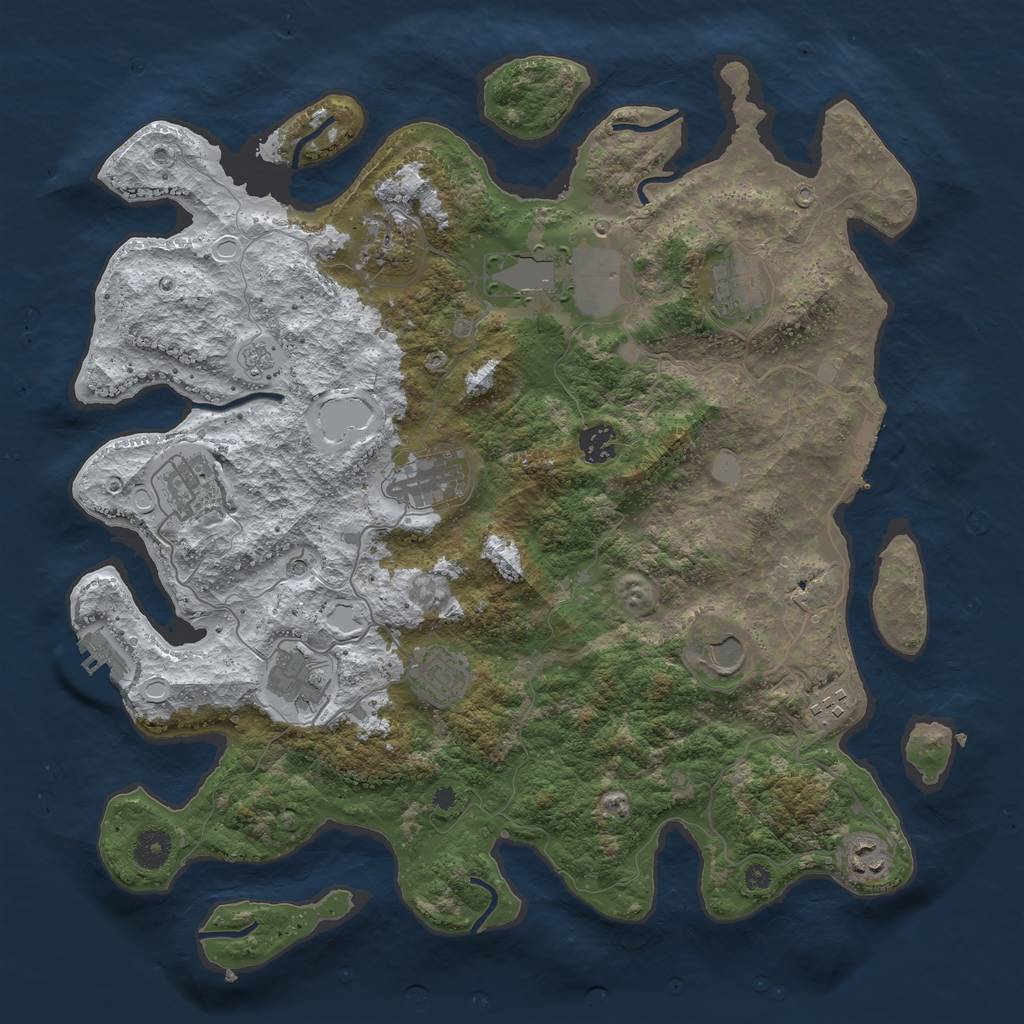 Rust Map: Procedural Map, Size: 3950, Seed: 1109001846, 20 Monuments
