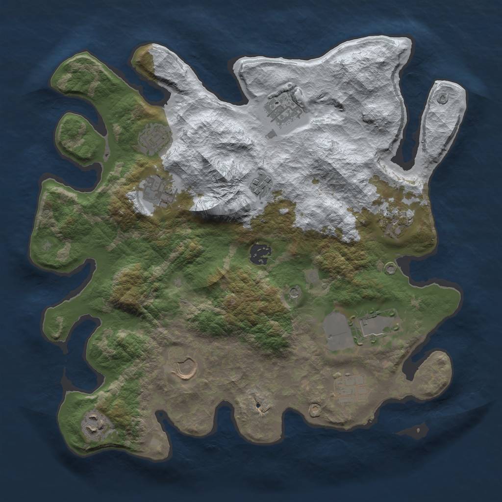 Rust Map: Barren, Size: 3500, Seed: 603046063, 13 Monuments