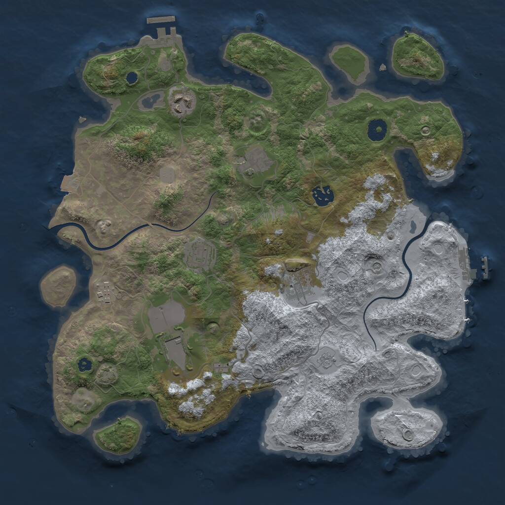 Rust Map: Procedural Map, Size: 3600, Seed: 2929, 13 Monuments