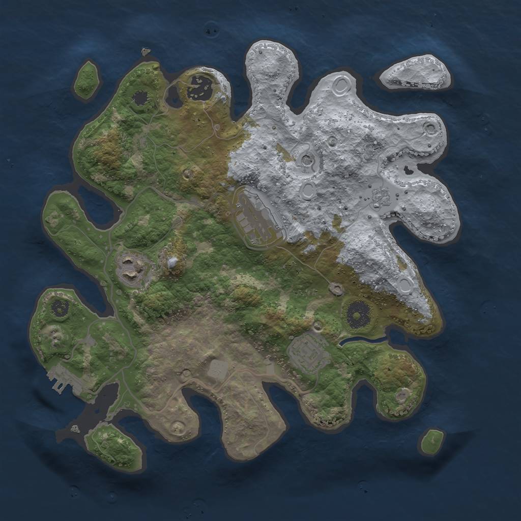 Rust Map: Procedural Map, Size: 3000, Seed: 2442371, 12 Monuments