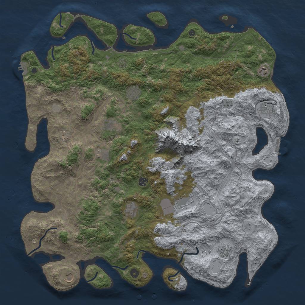 Rust Map: Procedural Map, Size: 5000, Seed: 867530999, 18 Monuments