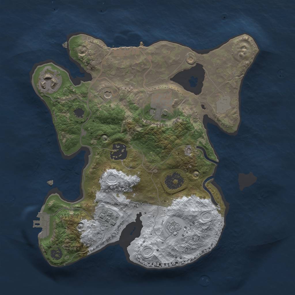Rust Map: Procedural Map, Size: 2500, Seed: 5332, 13 Monuments