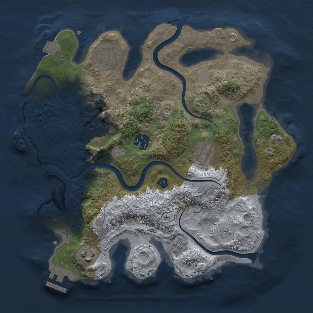 Rust Map: Procedural Map, Size: 3000, Seed: 61987, 12 Monuments